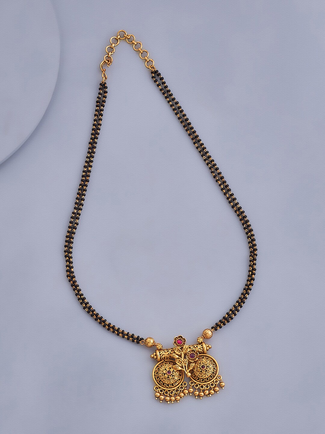 

Kushal's Fashion Jewellery Antique Gold-Plated Zircon & Beaded Mangalsutra