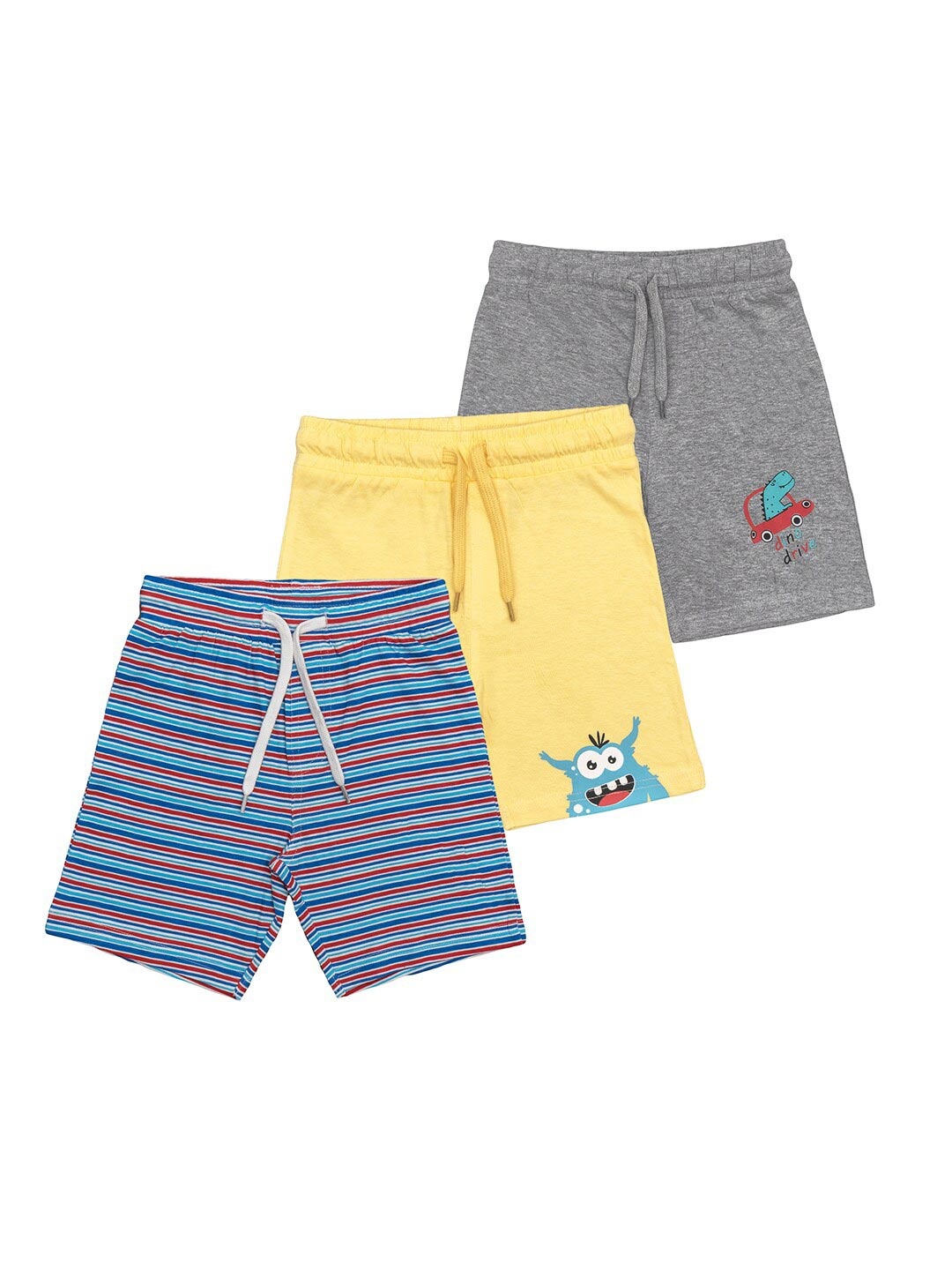 BAESD Pack Of 3 Boys Assorted Striped Cotton Shorts