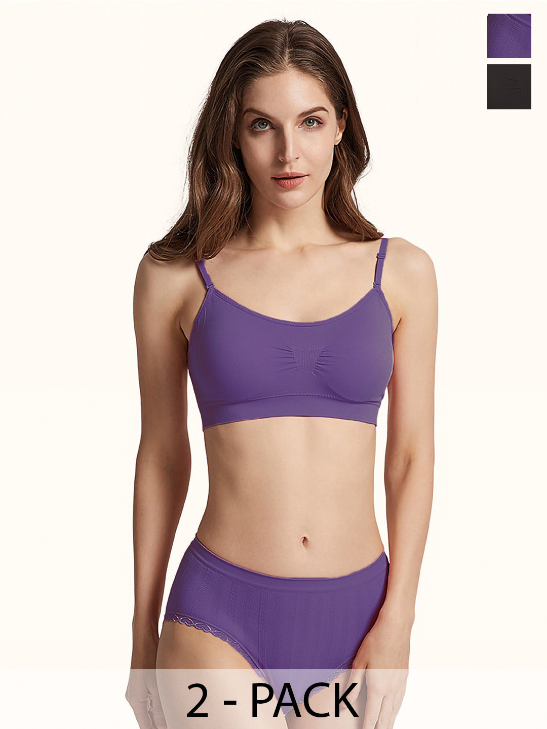 

Aamarsh Pack Of 2 Printed Brief Lingerie Set, Purple