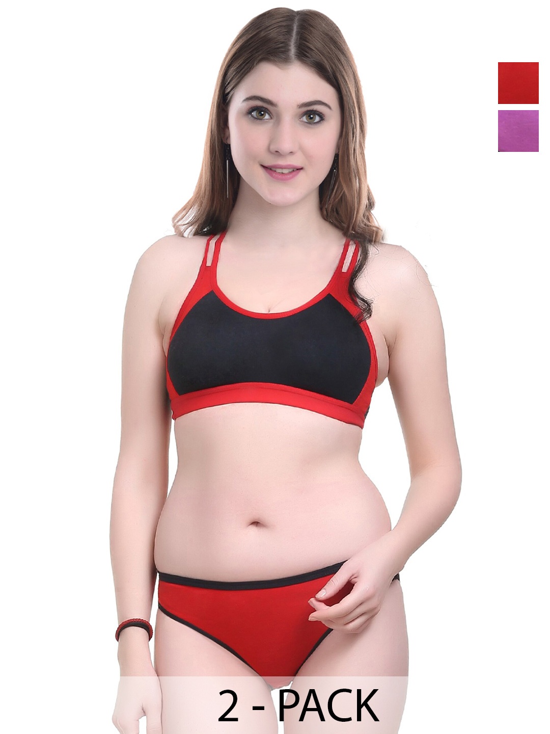 

AROUSY Pack Of 2 Cotton Briefs Lingerie Set, Red