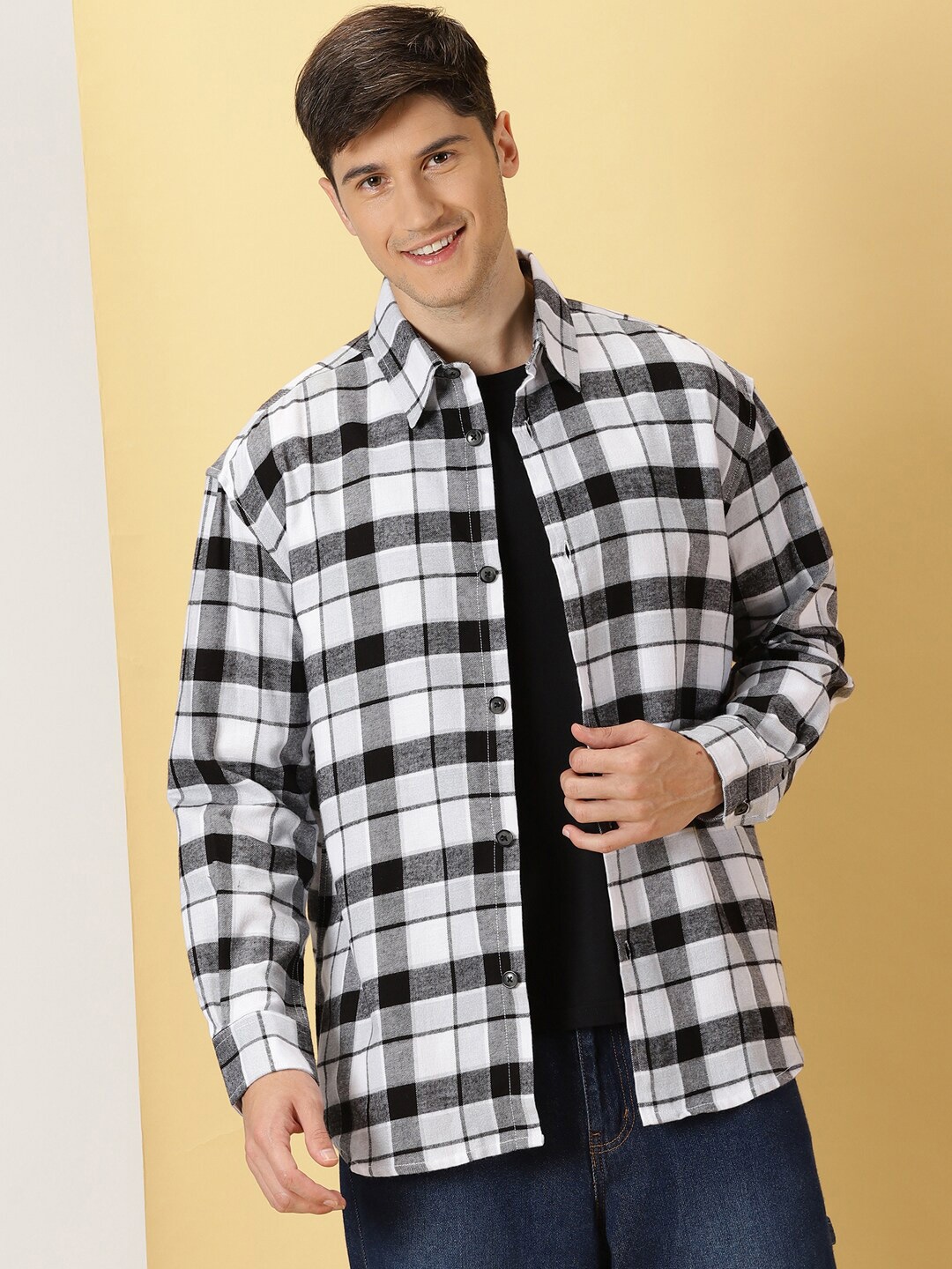 

Thomas Scott Standard Tartan Checks Cotton Opaque Checked Casual Shackets Shirt, Grey