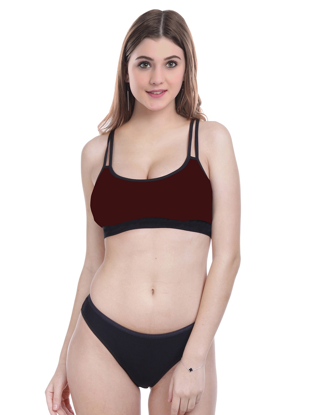 

AROUSY Non Padded Cotton Briefs Lingerie Set DD-Sett1, Maroon