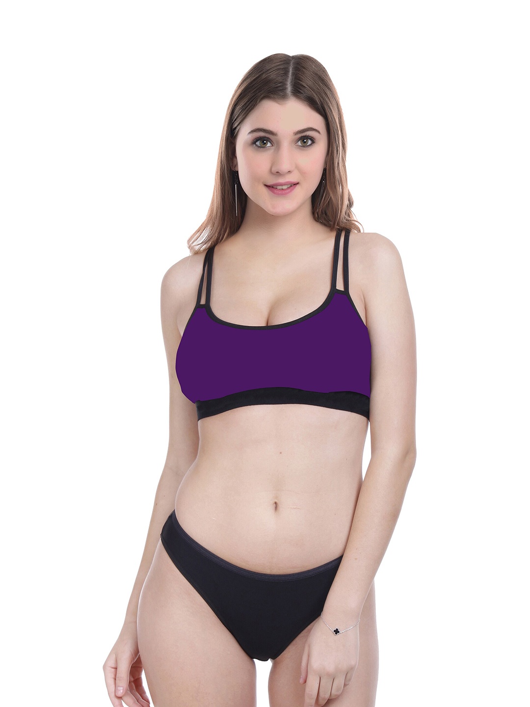 

AROUSY Non Wired Mid Rise Lingerie Set, Purple