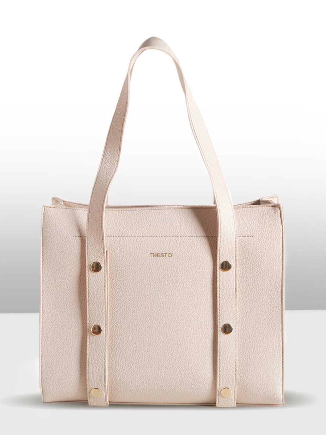 

THESTO Textured PU Structured Tote Bag, Off white