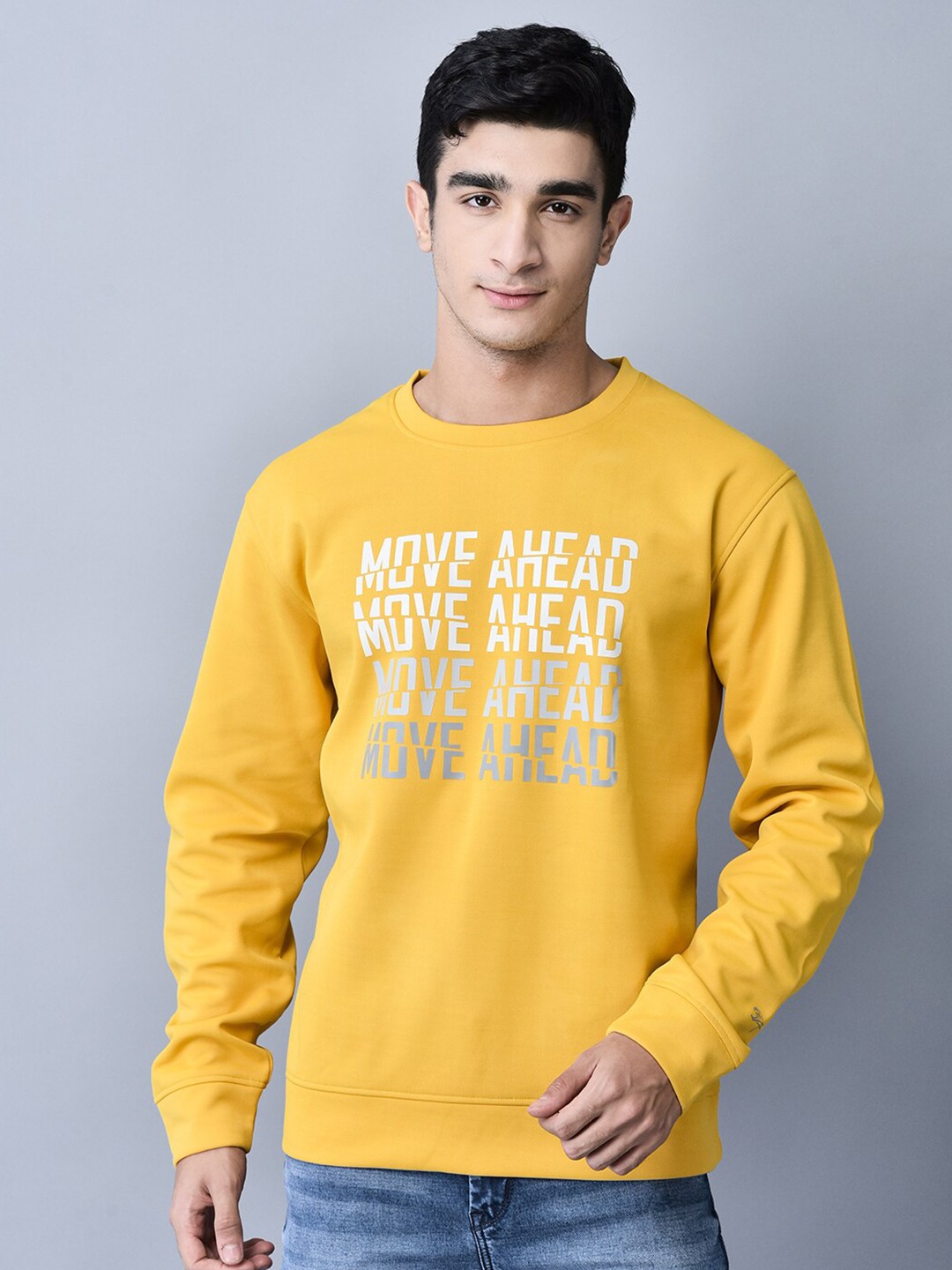 

Shiv Naresh Typography Printed Round Neck Pullover Sweatshirt, Yellow