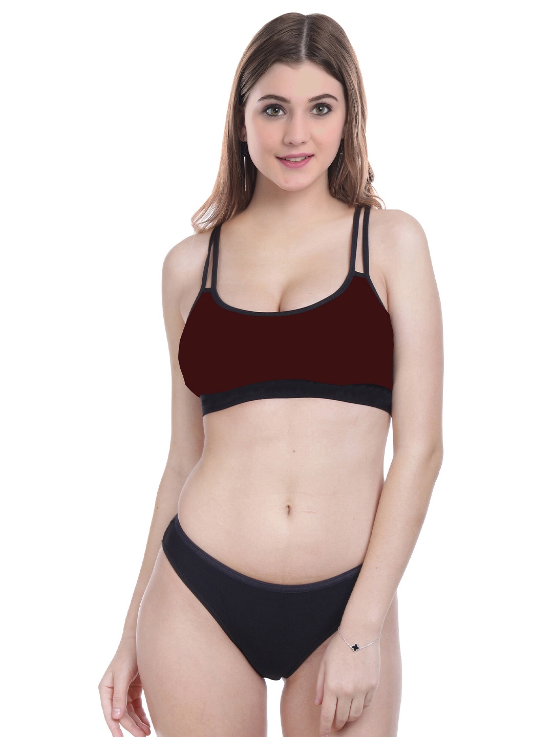 

AROUSY Non Padded Cotton Briefs Lingerie Set B-DD-Sett1, Maroon