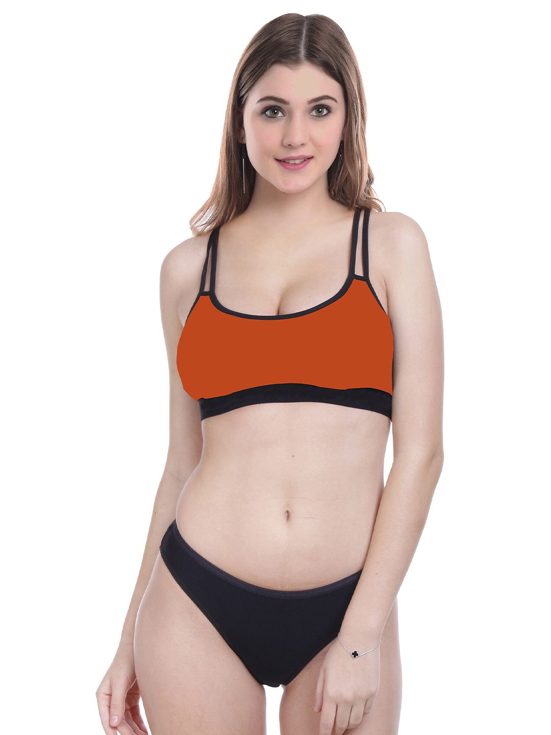 

AROUSY Cotton Brief Lingerie Set, Orange