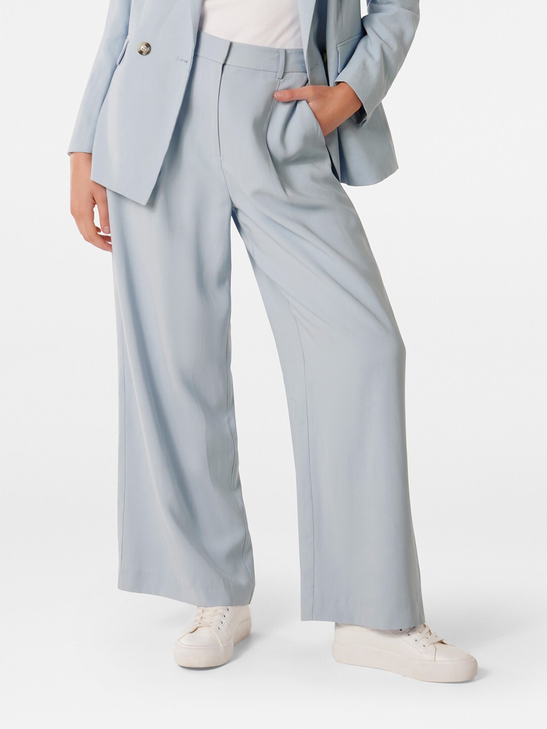 

Forever New Women Relaxed High-Rise Parallel Trousers, Blue