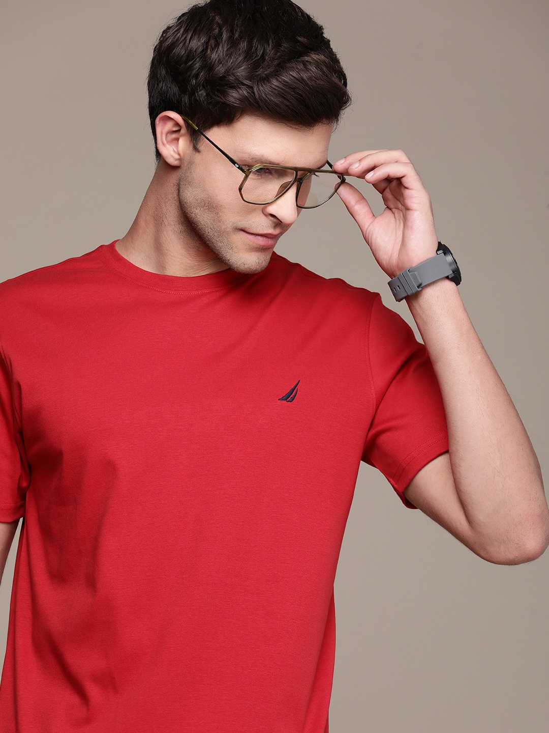 

Nautica Round Neck Pure Cotton T-shirt, Red