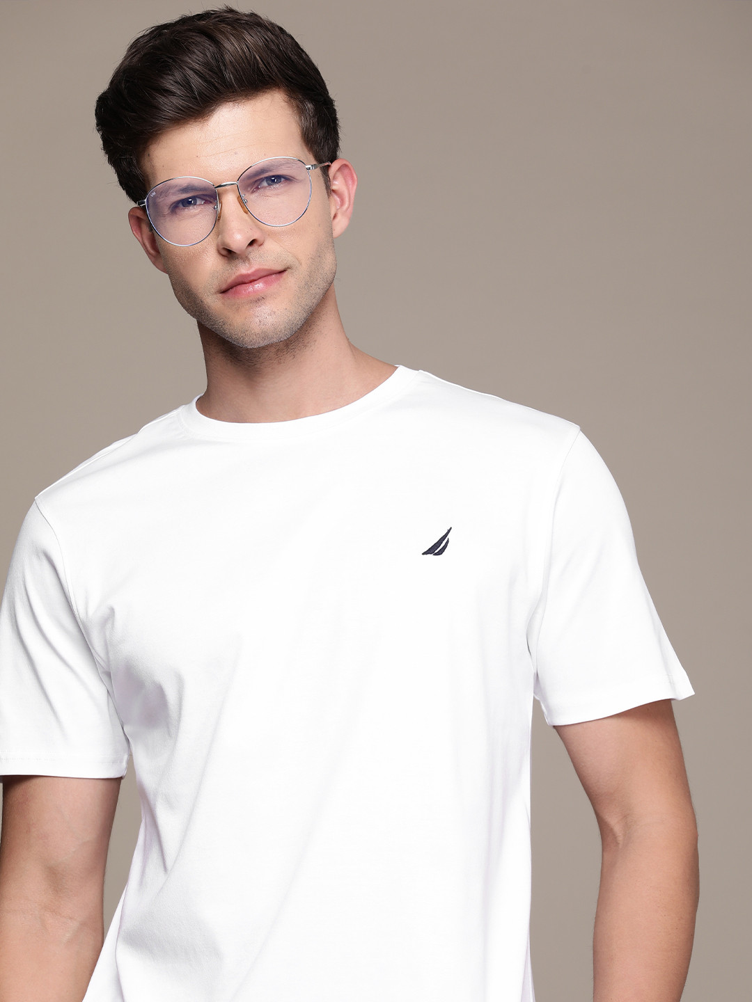 

Nautica Pure Cotton Solid Casual T-shirt, White