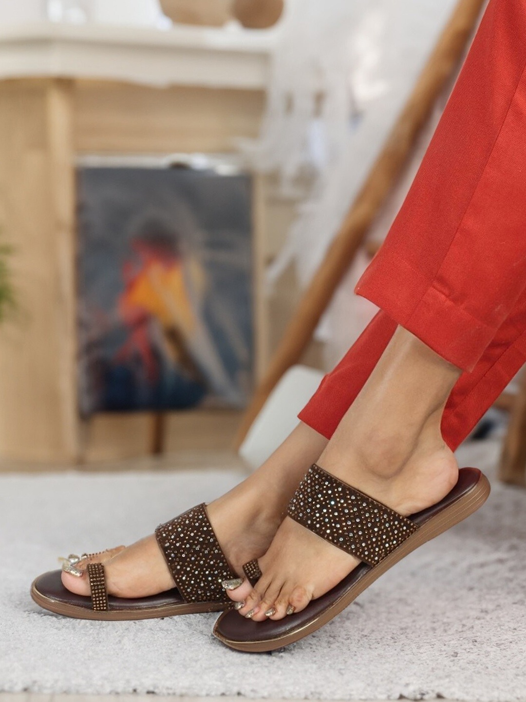 

Carlton London Embellished One Toe Flats, Brown