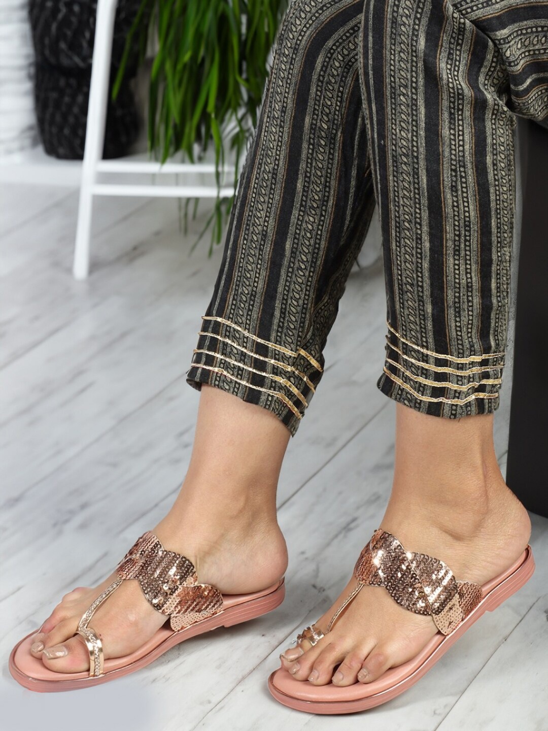 

Carlton London Embellished One Toe Flats, Rose gold