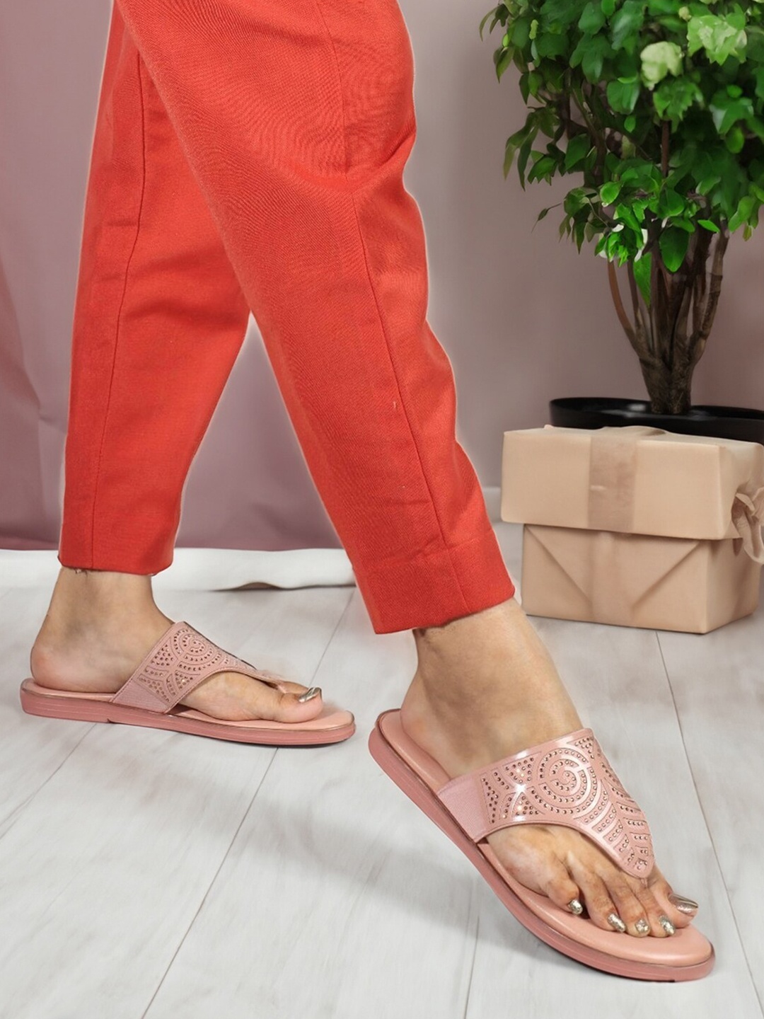 

Carlton London Embellished Open Toe Flats, Pink