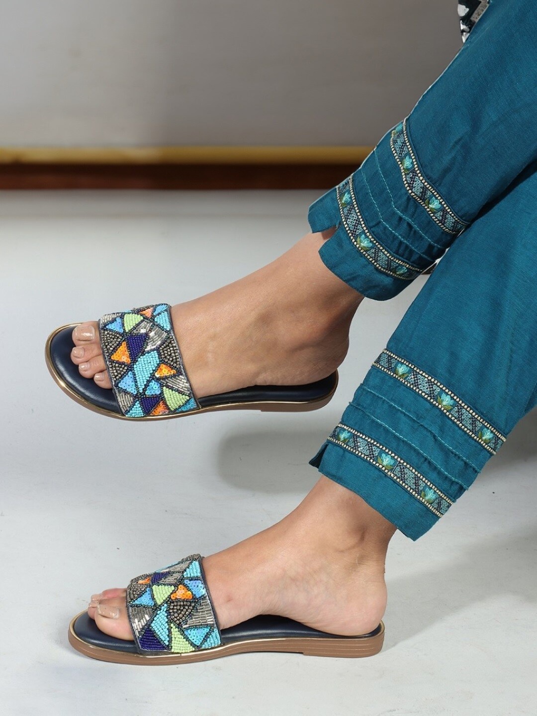 

Carlton London Embellished Open Toe Flats, Blue