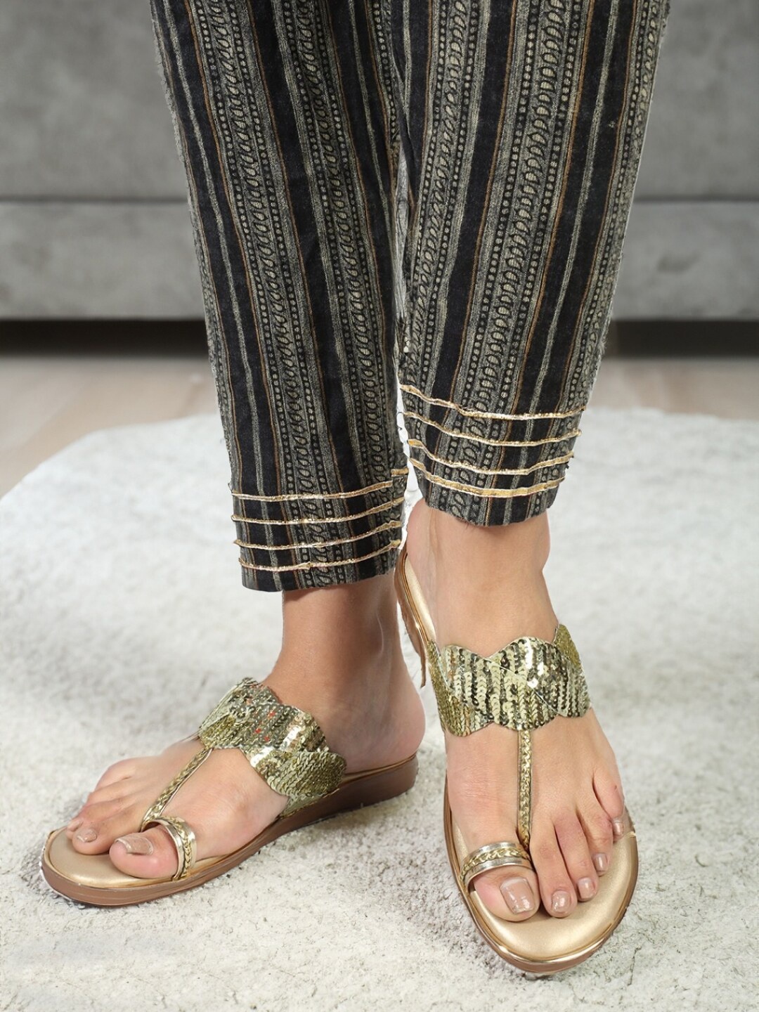 

Carlton London Embellished One Toe Flats, Gold