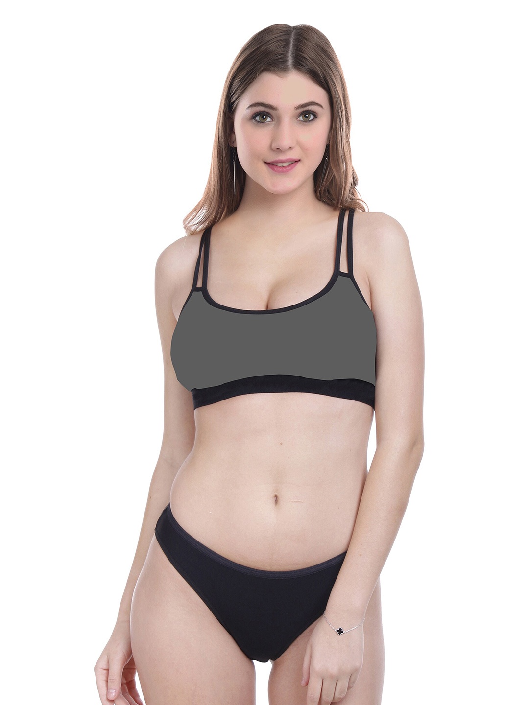 

PIBU Cotton Briefs Lingerie Set, Grey