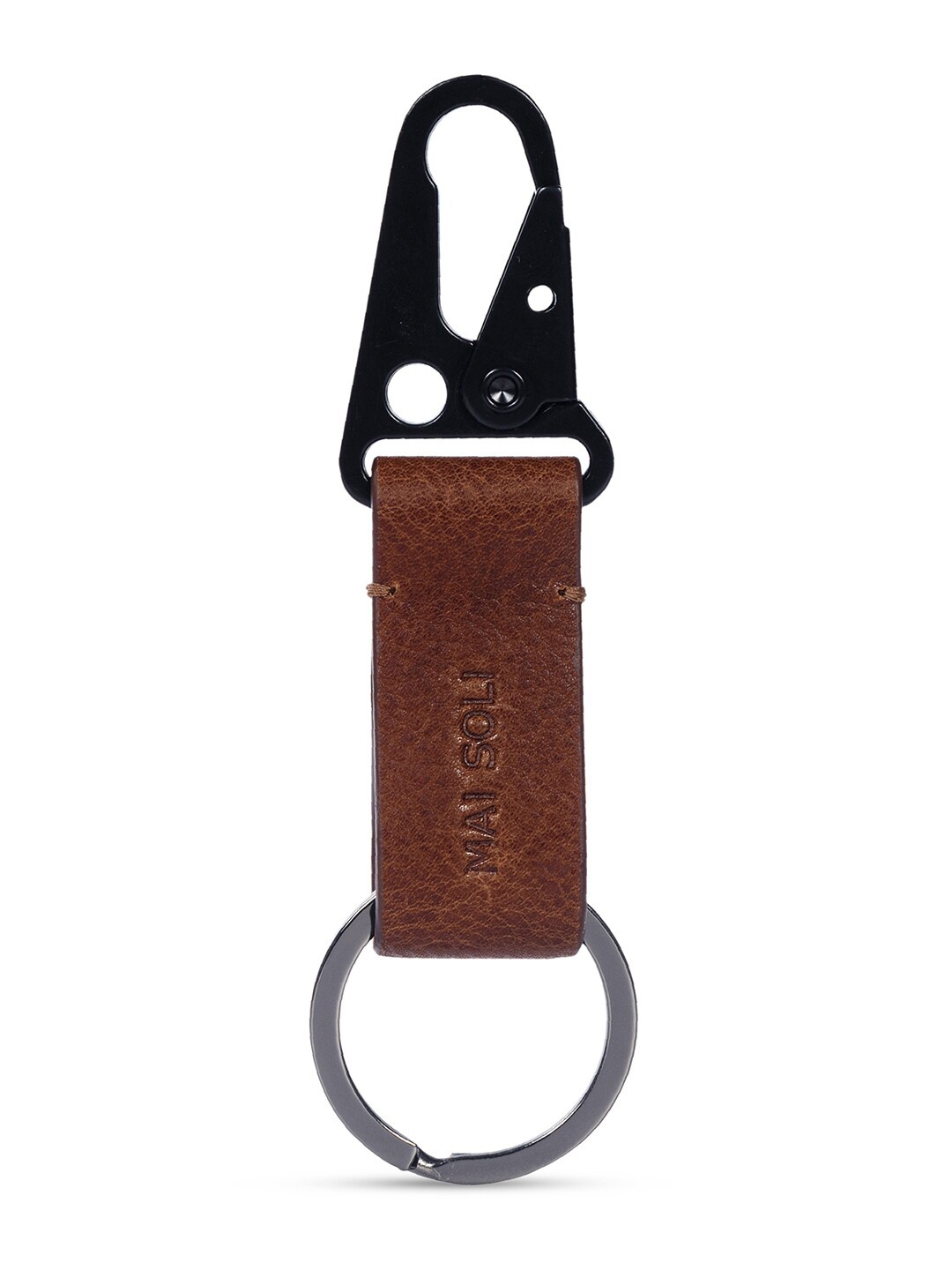 

MAI SOLI Vintage Leather Push In Lock & Ring Key Chain, Brown