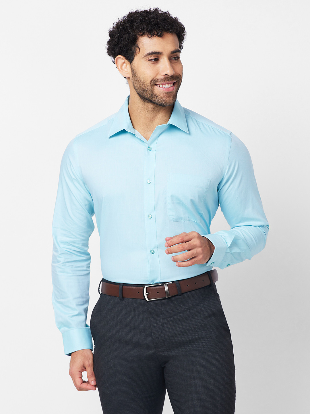 

Raymond Men Pure Cotton Formal Shirt, Blue