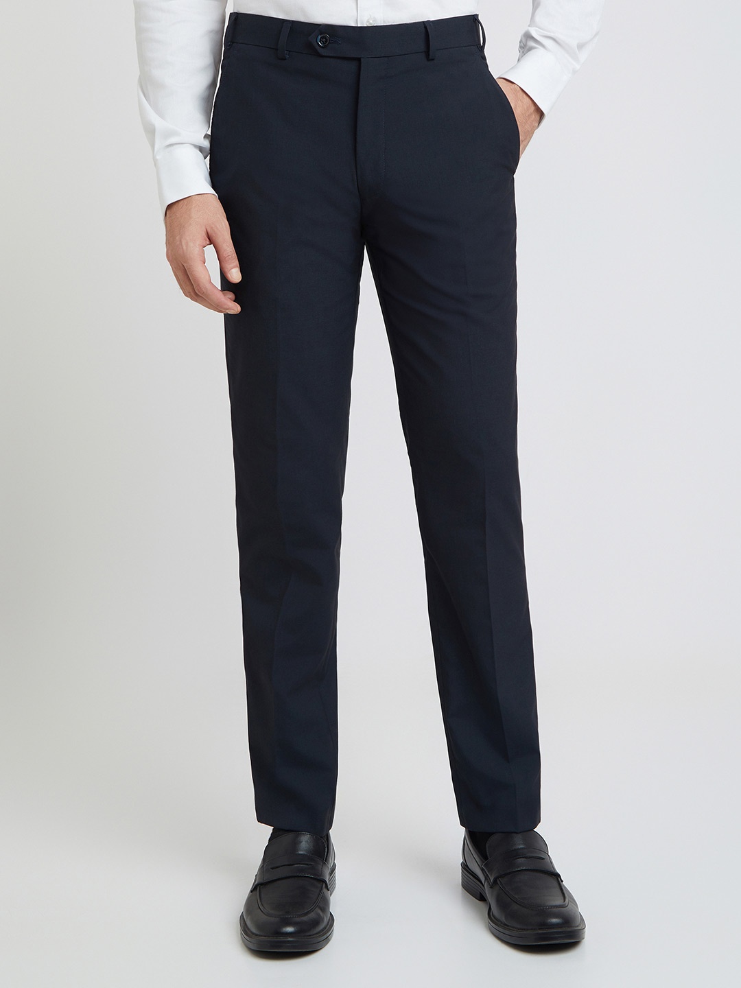 

Park Avenue Men Mid Rise Super Neo Fit Formal Trousers, Navy blue