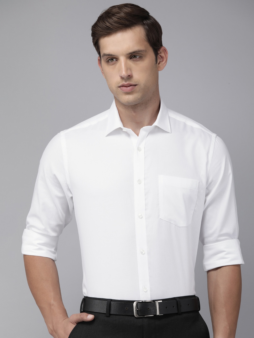 

Park Avenue Pure Cotton Self Design Textured Formal Shirt, White
