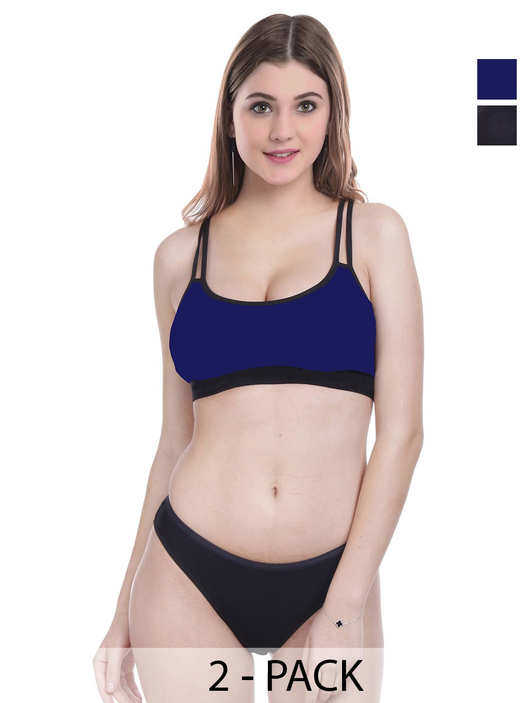 

Aamarsh Pack Of 2 Cotton Lingerie Set, Blue