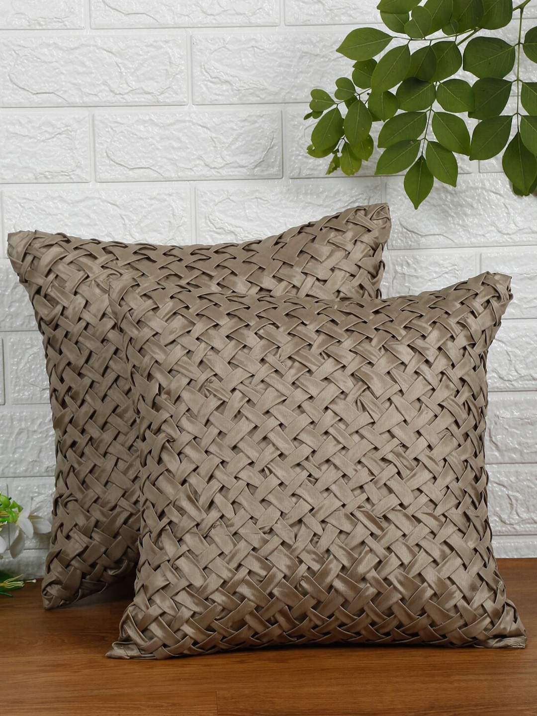 

NISRAG HOME Brown 2 Pieces Square Cushion Covers