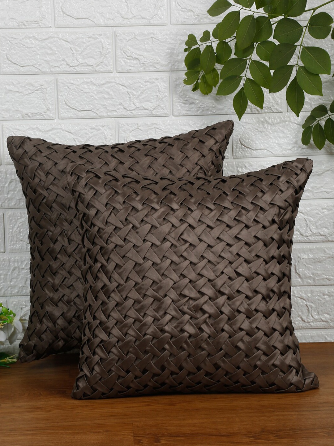 

NISRAG HOME Brown 2 Pieces Square Cushion Covers
