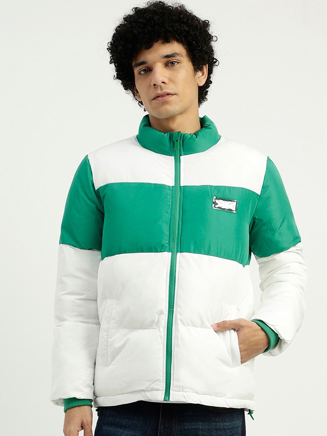 

United Colors of Benetton Colourblocked Padded Jacket, White
