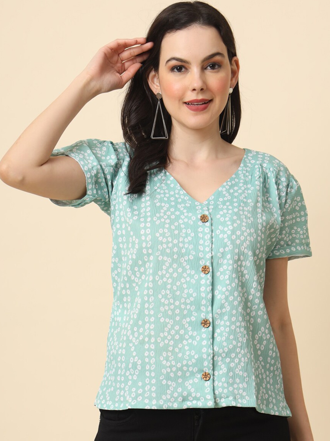 

HERE&NOW Straight Floral Printed Opaque Casual Shirt, Turquoise blue