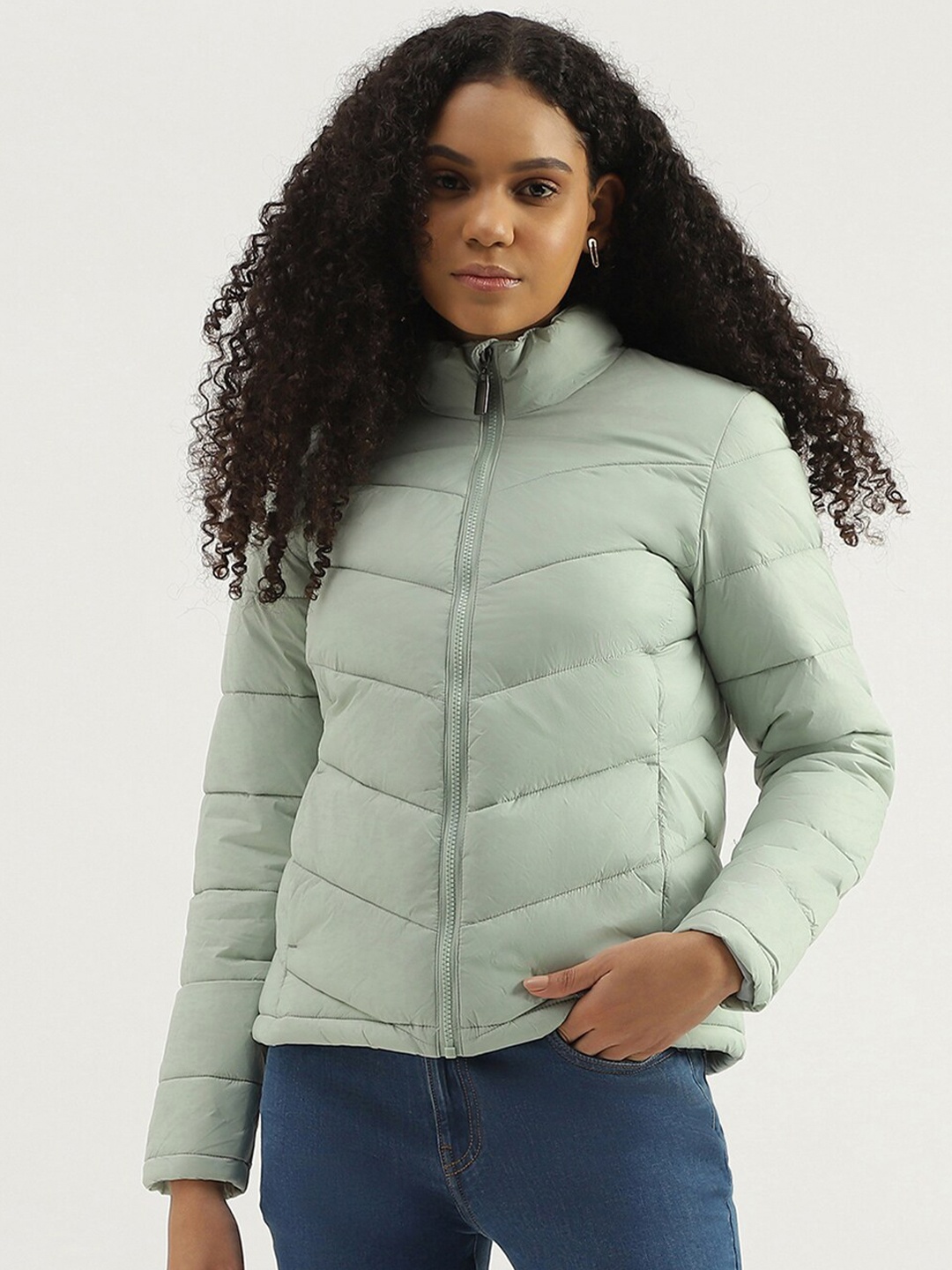 

United Colors of Benetton High Neck Puffer Jacket, Green