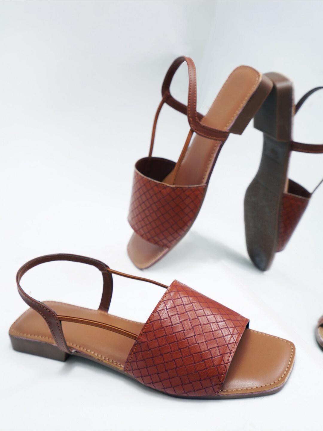 

Try Me Textured Backstrap Open Toe Flats, Nude
