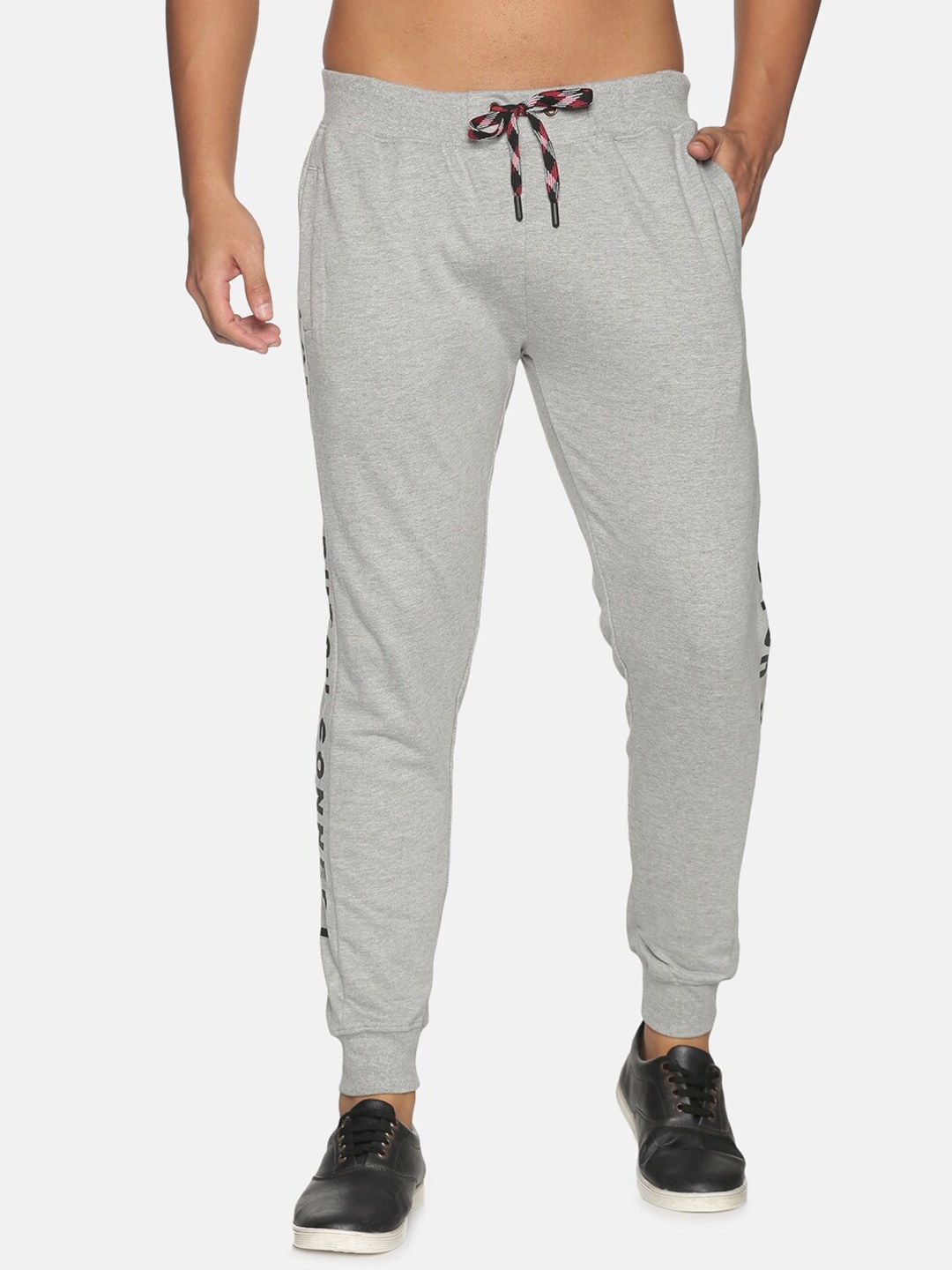 

THE HOLLANDER Men Typography Printed Terry Cotton Terry Mid Rise Jogger, Grey