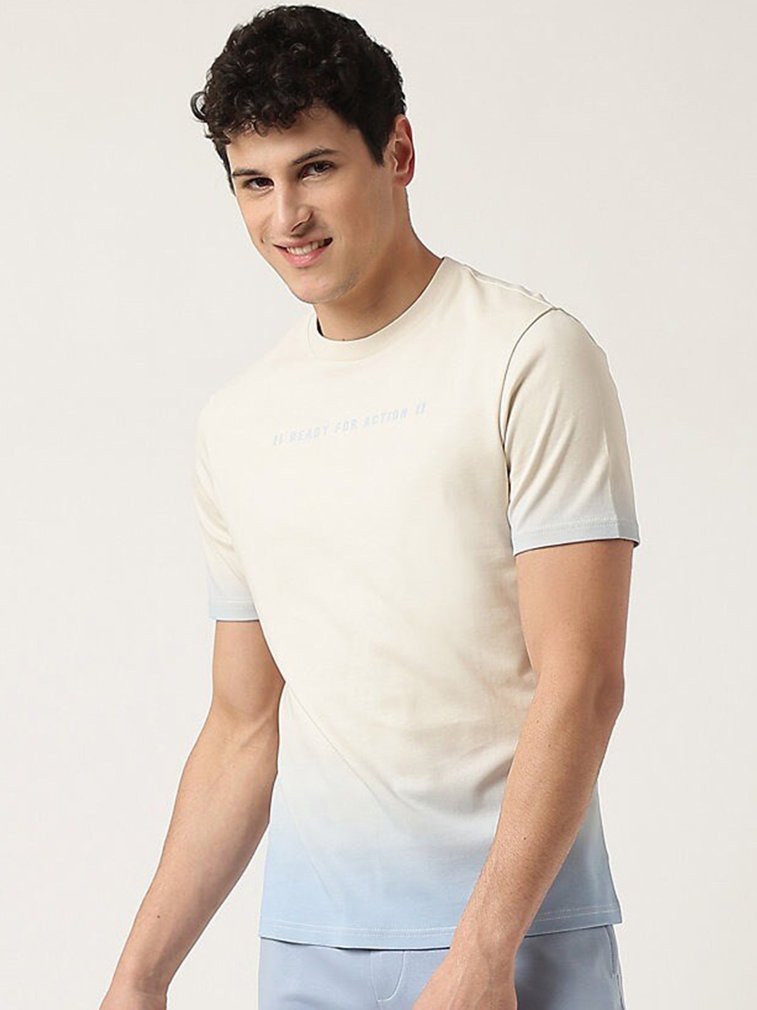 

Marks & Spencer Ombre Crew Neck Pure Cotton T-shirt, Off white