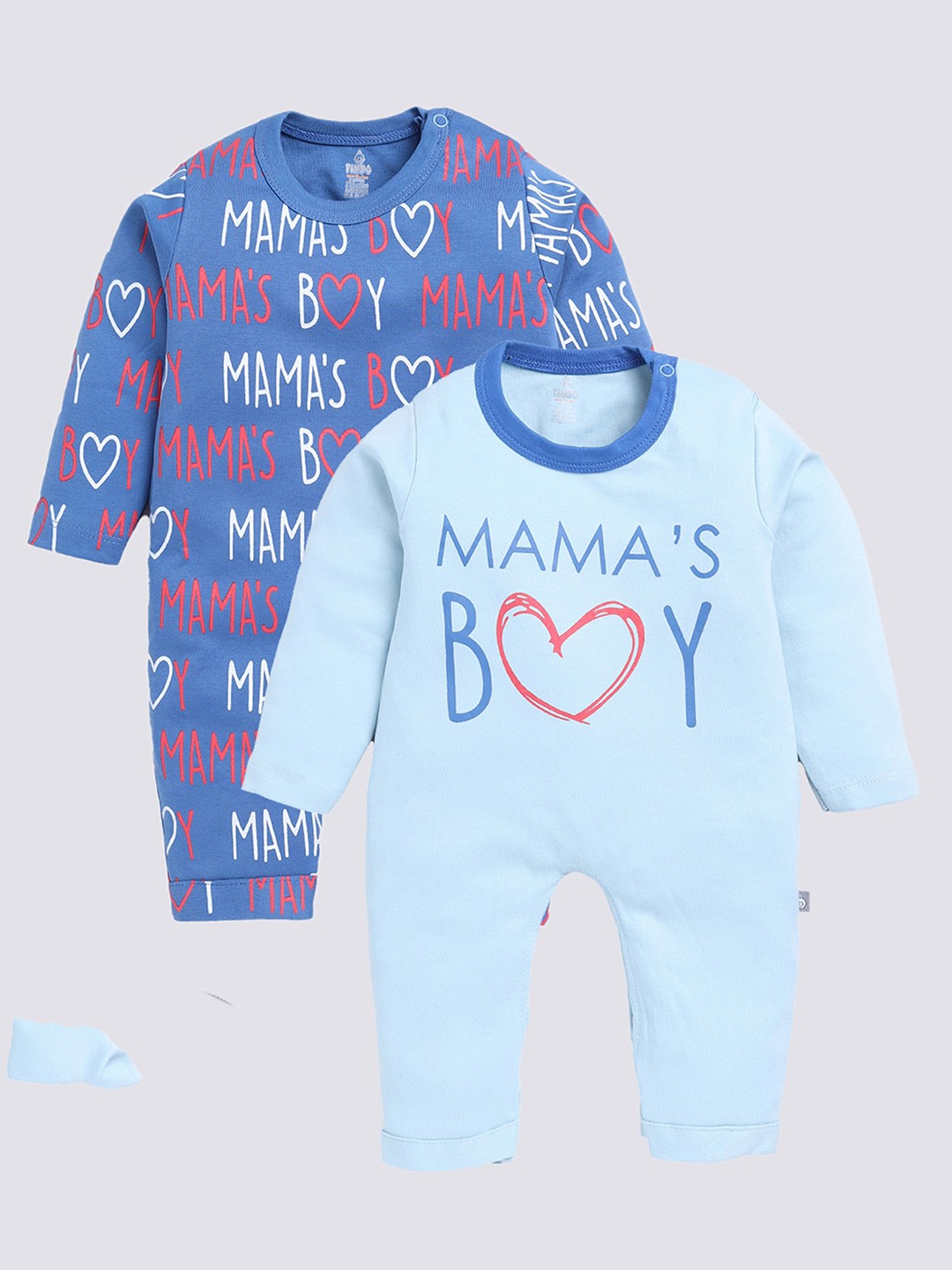 

Moms Love Infants Boys Pack of 2 Printed Pure Cotton Rompers, Blue