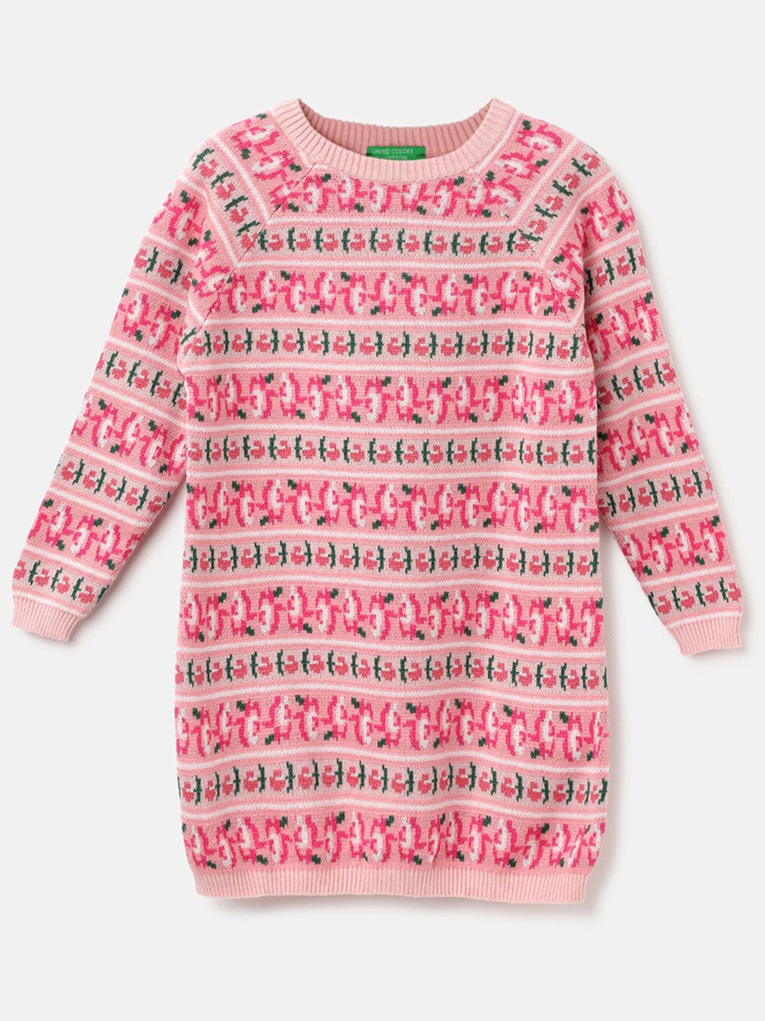 

United Colors of Benetton Girl Round Neck Sweater Dress, Pink