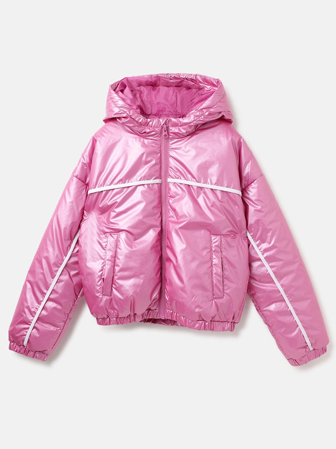 

United Colors of Benetton Girls Hooded Puffer Jacket, Pink