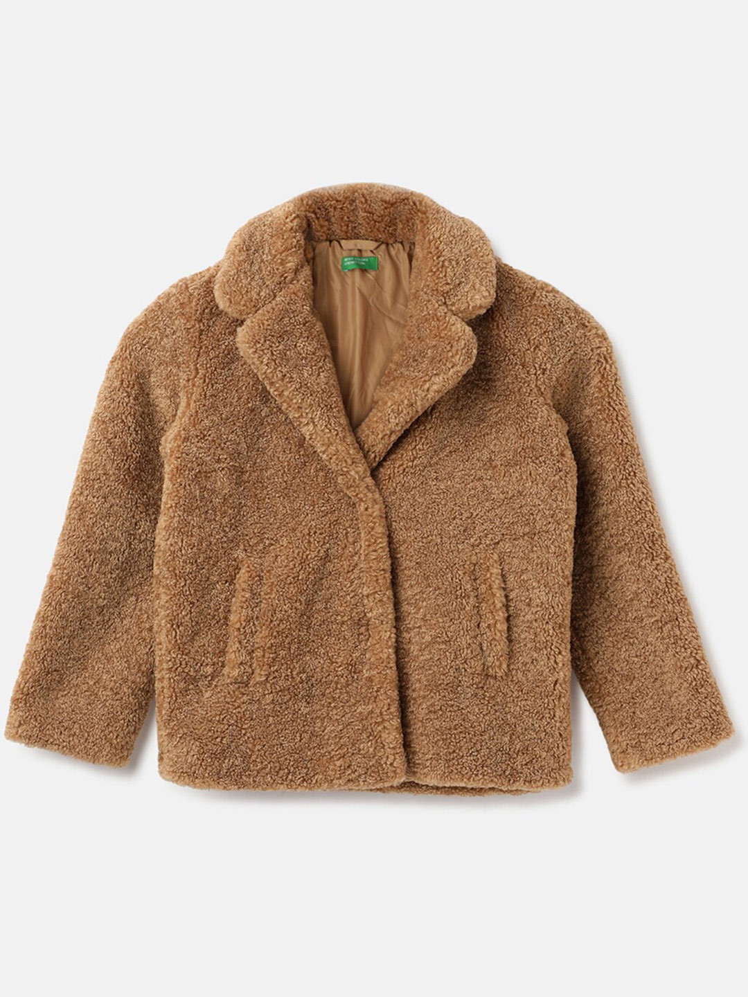 

United Colors of Benetton Girls Lapel Collar Tailored Jacket, Brown