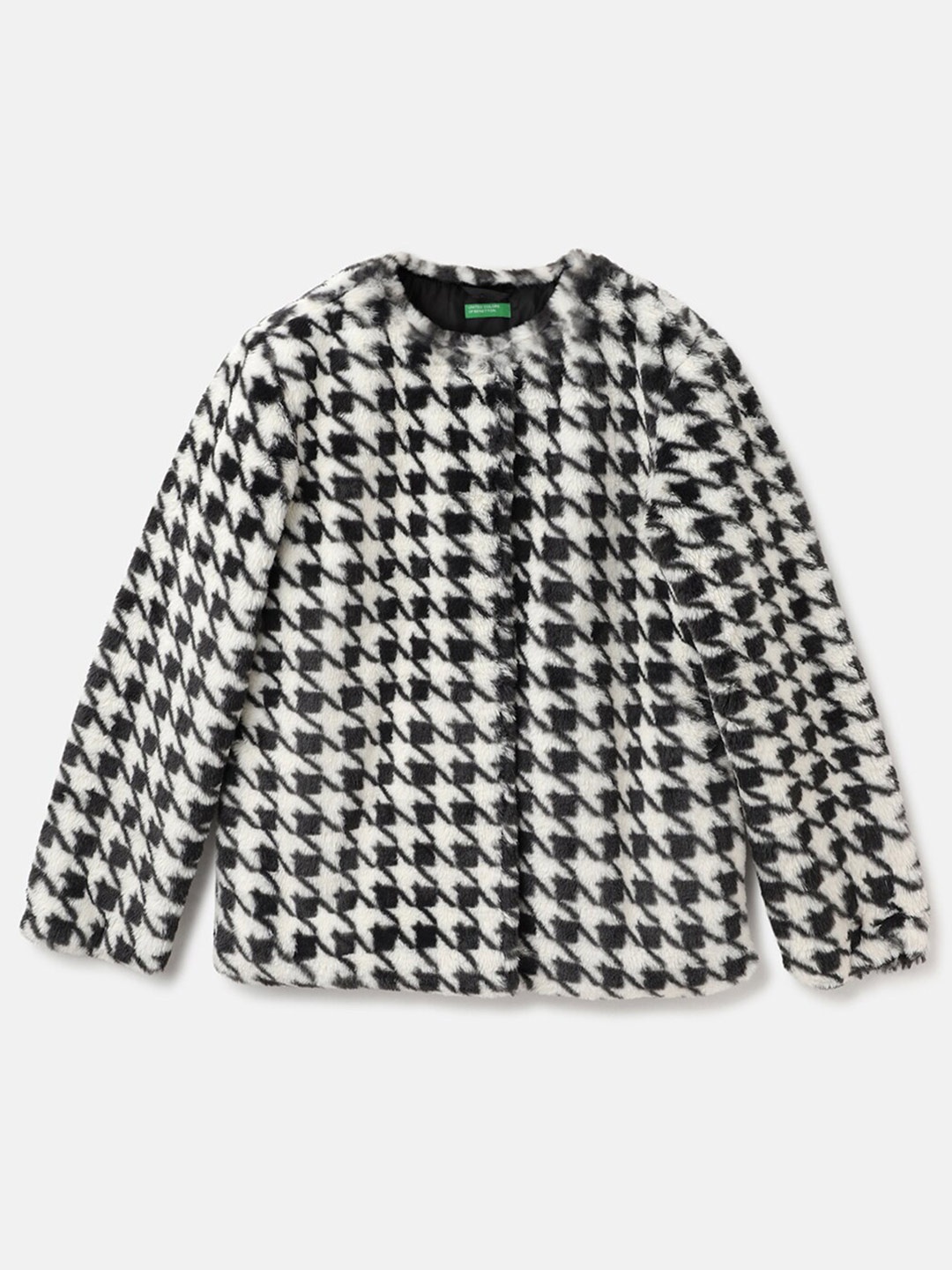 

United Colors of Benetton Girls Conversational Printed Jacket, Black