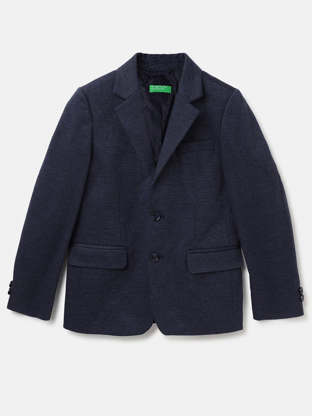 

United Colors of Benetton Boys Textured Single-breasted Casual Blazer, Blue