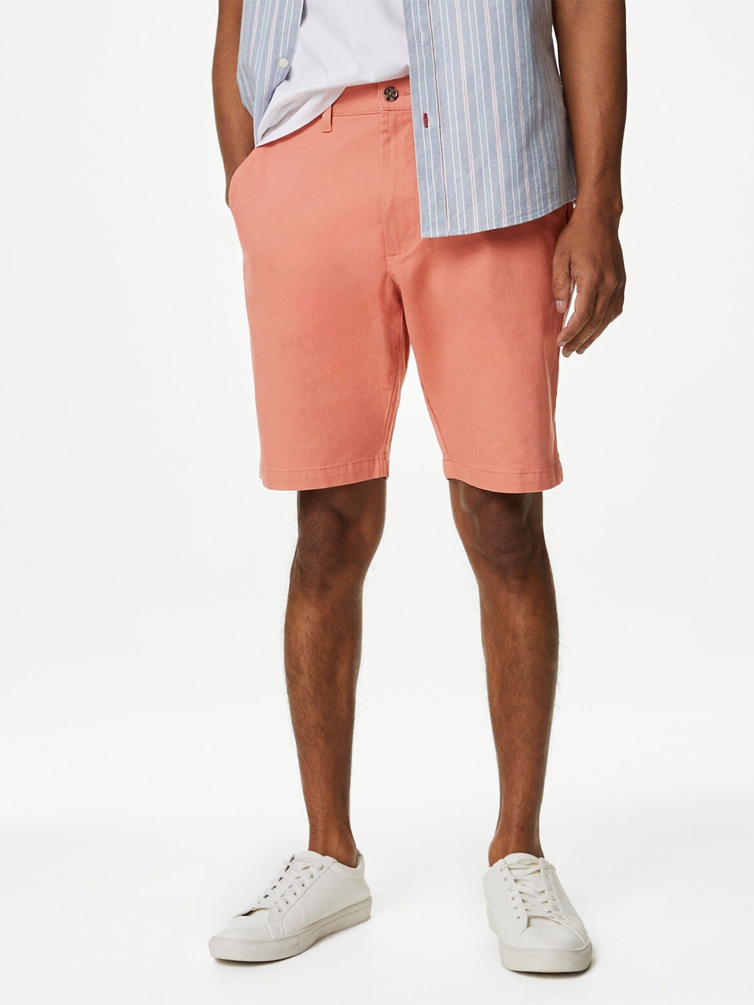 

Marks & Spencer Men Mid-Rise Regular Fit Stretchable Chino Shorts, Coral