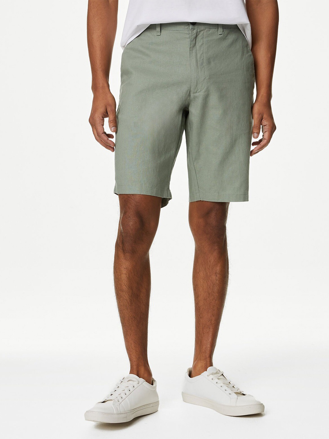 

Marks & Spencer Men Mid-Rise Regular Fit Shorts, Green