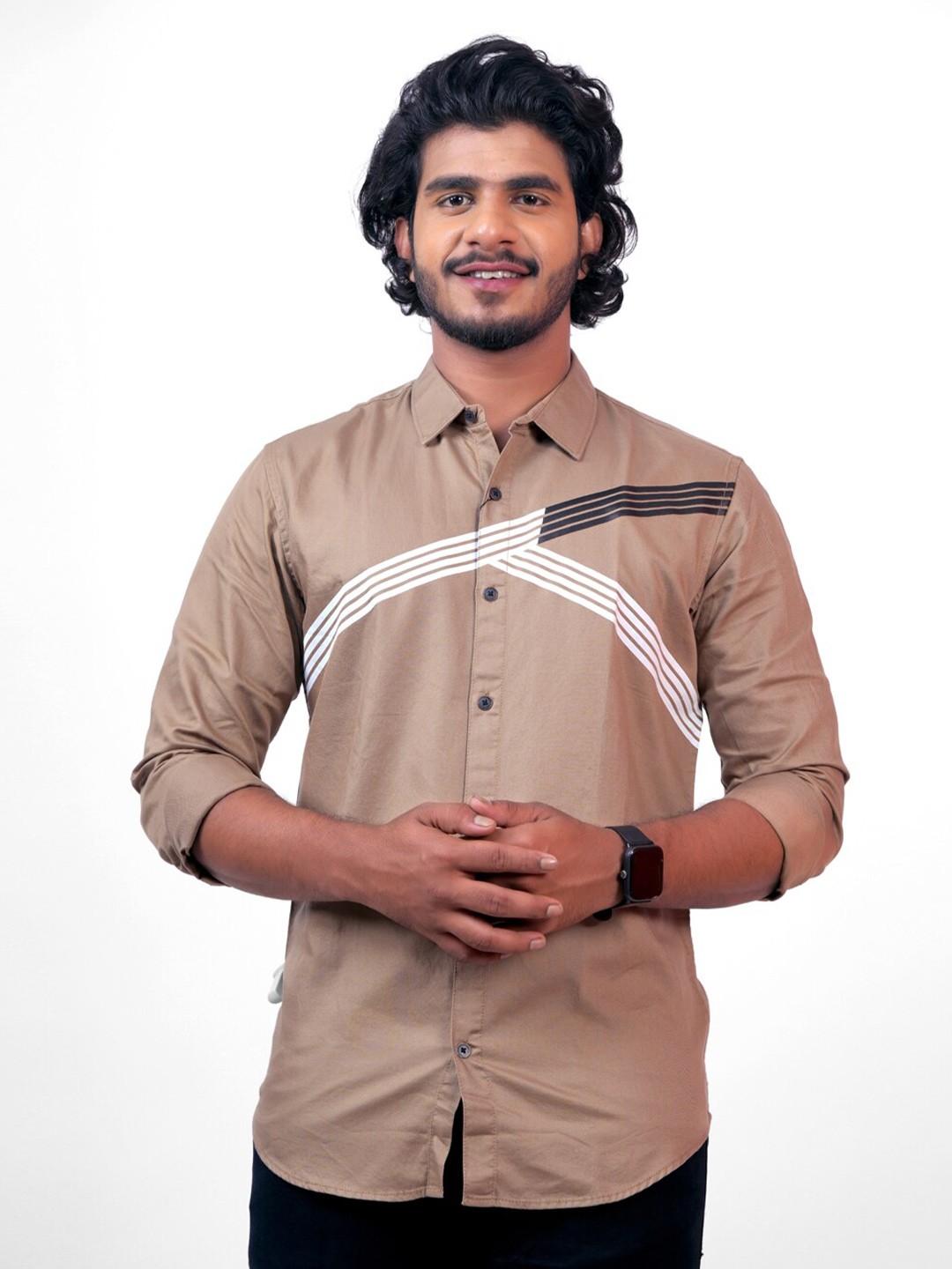 

Pontiac Striped Opaque Cotton Casual Shirt, Brown