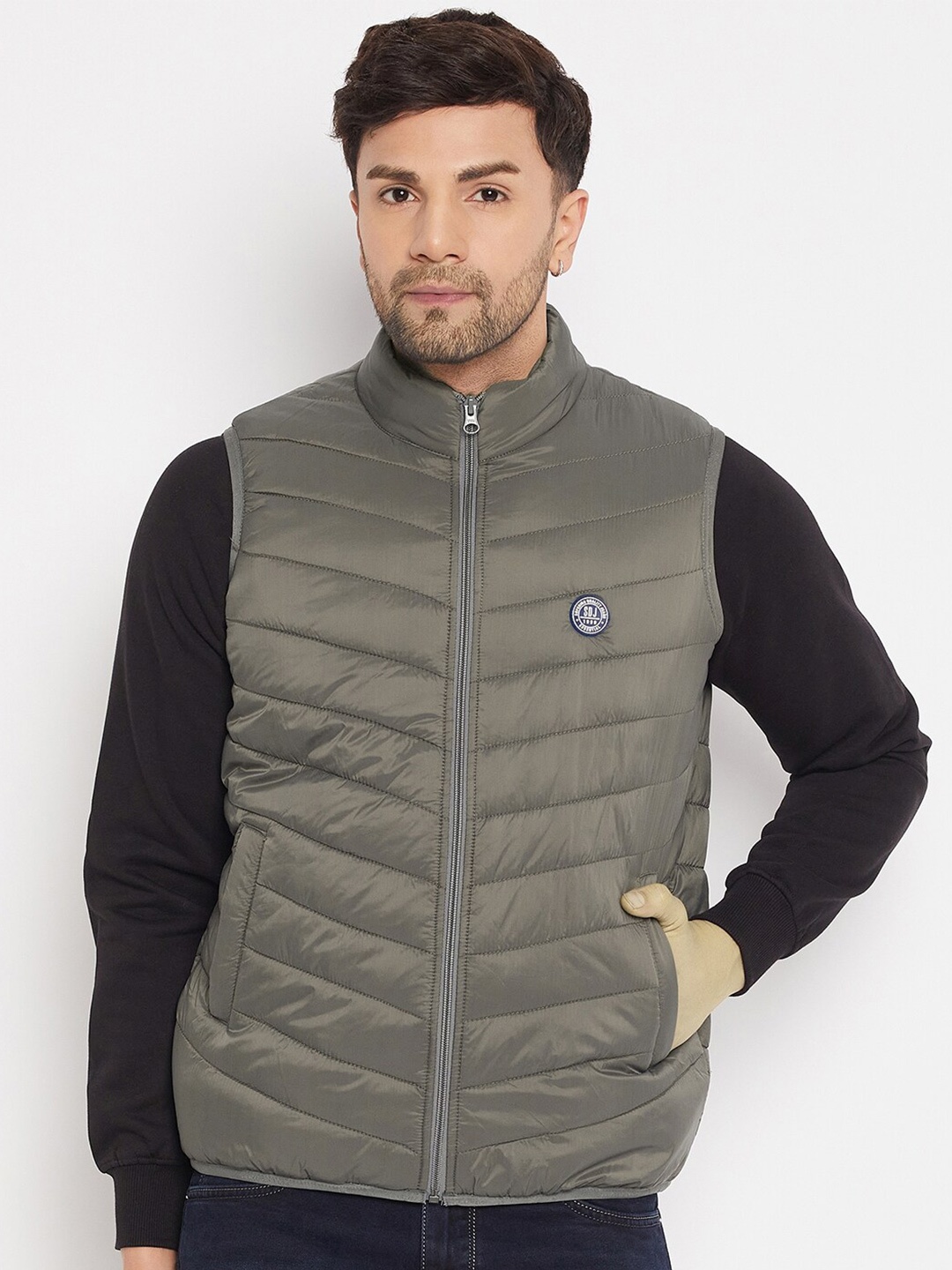 

Duke Mock Collar Sleeveless Padded Jacket, Grey