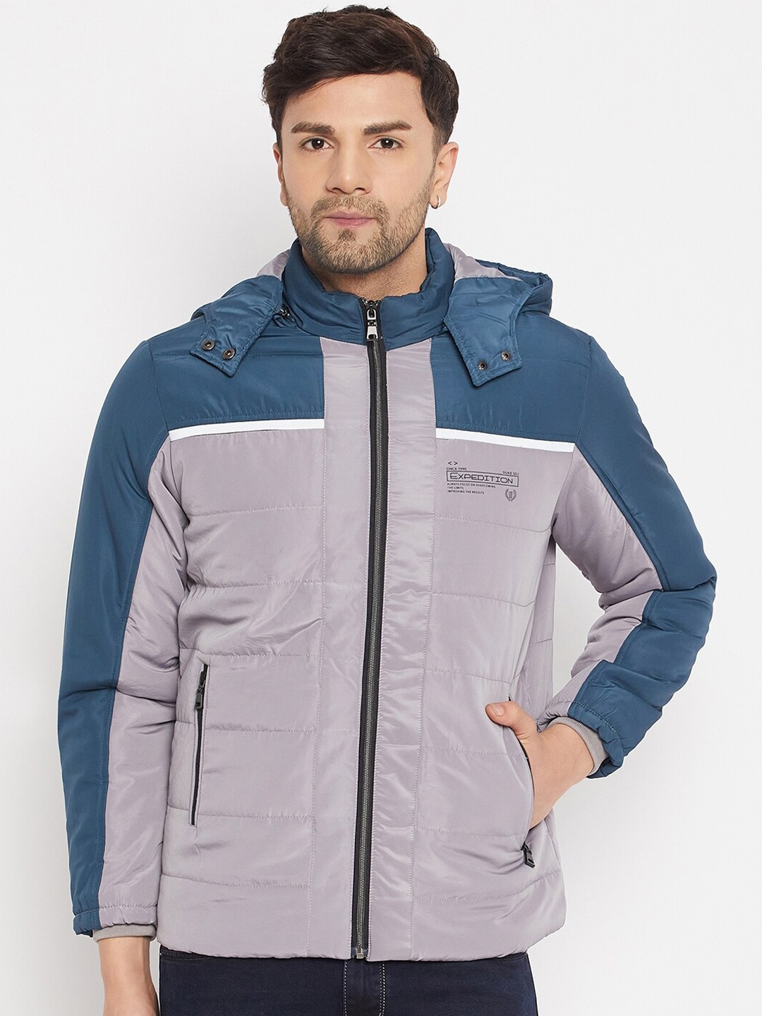 

Duke Colourblocked Hooded Padded Jacket, Grey