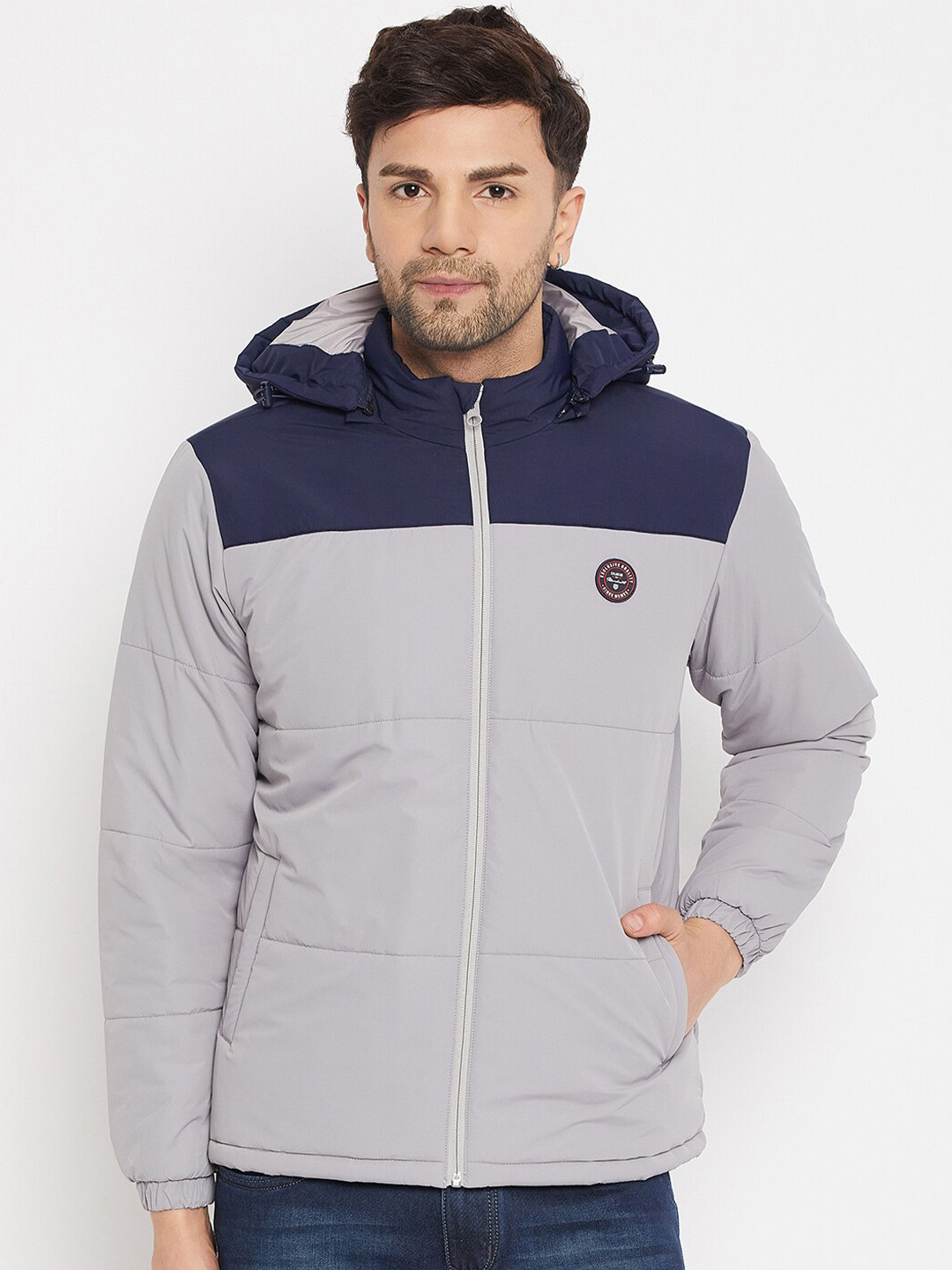 

Duke Colourblocked Hooded Padded Jacket, Grey