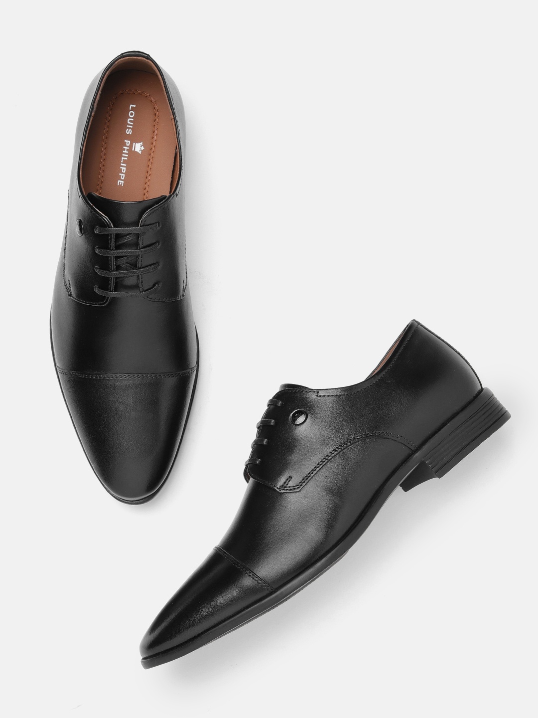 

Louis Philippe Men Leather Formal Derbys, Black
