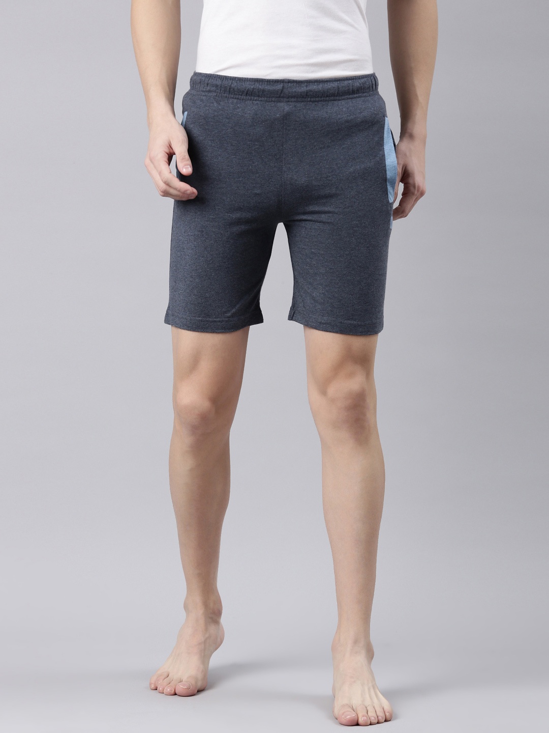 

DIXCY SCOTT Men Printed Mid Rise Above Knee Length Solid Lounge Shorts, Grey