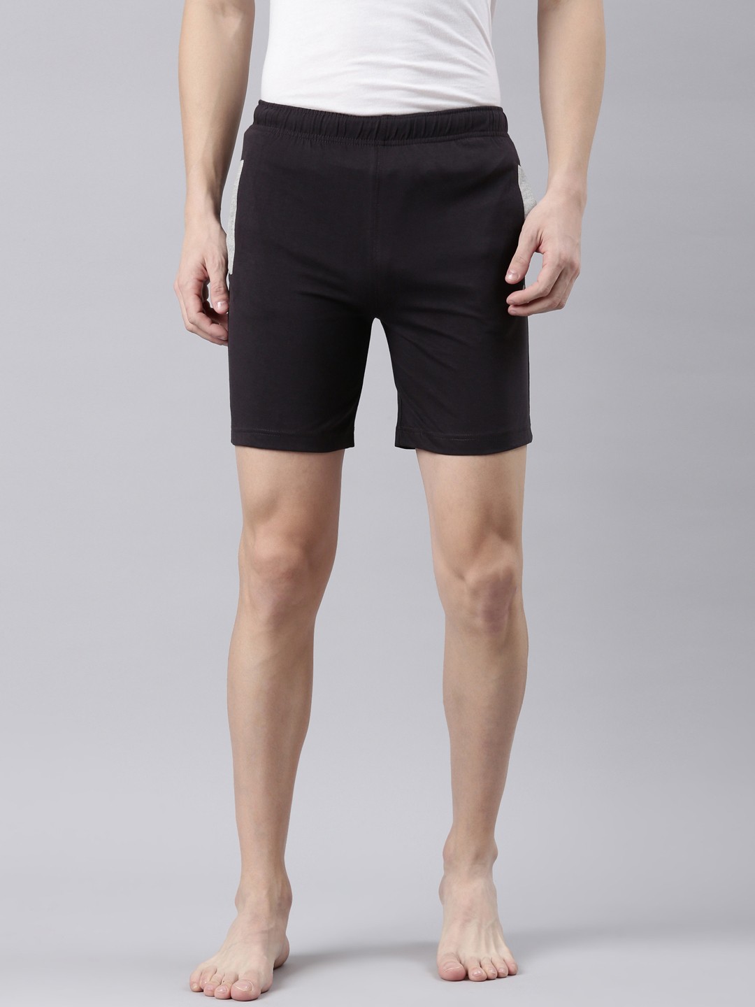 

DIXCY SCOTT Men Solid Mid Rise Above Knee Length Lounge Shorts, Grey