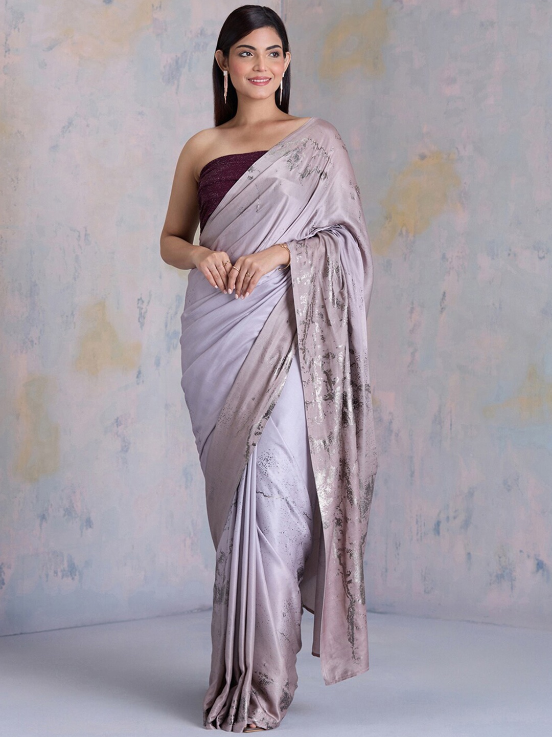 

navyasa by liva Satin Ready to Wear Saree, Grey