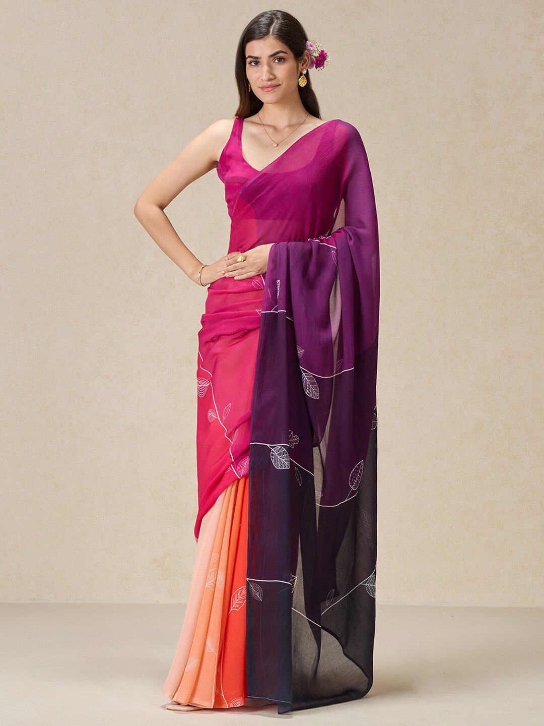 

navyasa by liva Liva Half and Half Saree, Pink